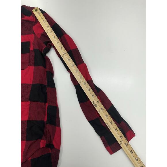 Hollister Womens Button Up Shirt Size XS Flannel Black Red Plaid Long Sleeve - Picture 8 of 10